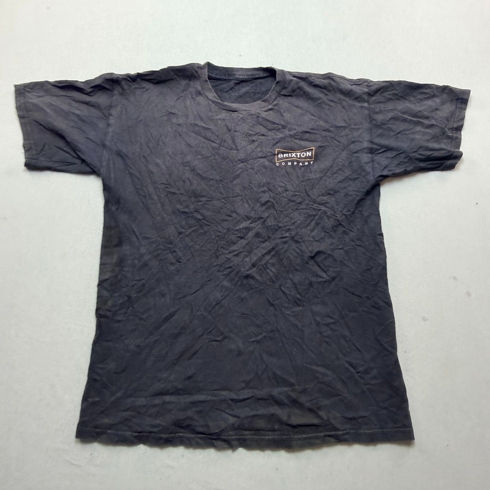 Brixton Company Graphic Tee Mens Medium Black Good Faded Logo Short Sleeve Shirt
